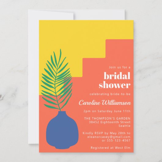 Modernes Boho Vibranting Botanical Shapes Brautpar Einladung (Vorderseite)