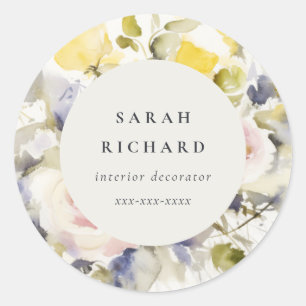 Modernes Boho Vintage Rose Blumengeschäft Runder Aufkleber