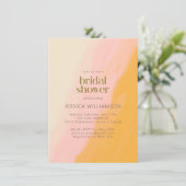 Modernes Boho Wasserfarbe Rosa Gelbes Brautparty Einladung (Stehend Vorderseite)