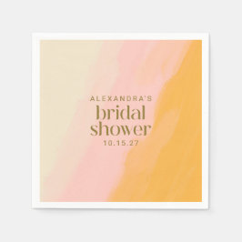 Modernes Boho Wasserfarbe Rosa Gelbes Brautparty Serviette