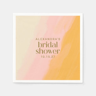 Modernes Boho Wasserfarbe Rosa Gelbes Brautparty Serviette