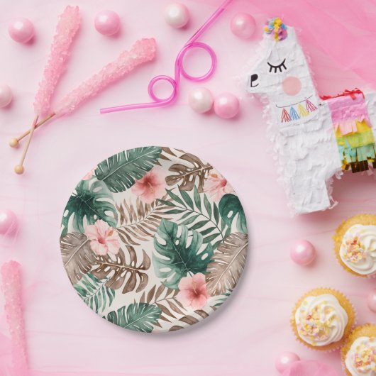 Modernes Boho Wasserfarbe Tropisch Botanisch  Pappteller (Party)