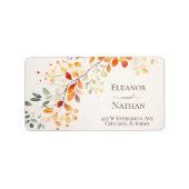 Modernes Boho Wasserfarben Herbst Herbst Blätter Adressaufkleber (Vorne)