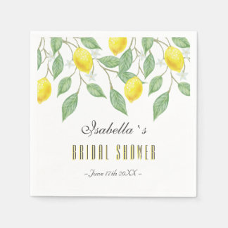 Modernes Boho Watercolor Lemon Summer Brautparty Serviette