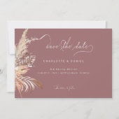 Modernes Boho Whimsical Kalligraphy Script Mauve Save The Date (Vorderseite)