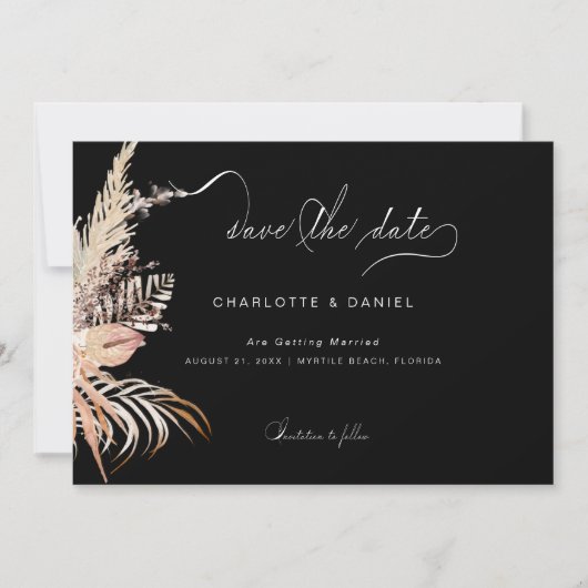 Modernes Boho Whimsikkalligraphie-Skript Save The Date (Vorderseite)