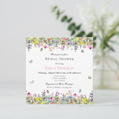 Modernes Boho Wildblume Blumenkohl Brautparty Einladung (Stehend Vorderseite)