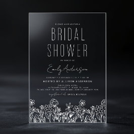 Modernes Boho Wildblume Brautparty Elegante Acryleinladungen