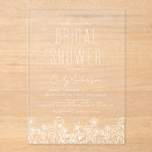 Modernes Boho Wildblume Brautparty Elegante Acryleinladungen (Vorderseite)