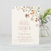 Modernes Boho Wildblume Brautparty Elegante Einladung (Stehend Vorderseite)