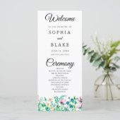 Modernes Boho Wildblume Garden Hochzeitsprogramm (Stehend Vorderseite)