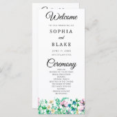 Modernes Boho Wildblume Garden Hochzeitsprogramm (Vorne/Hinten)