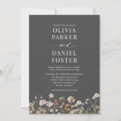 Modernes Boho Wildblume QR Code Foto Hochzeit Einladung (Vorderseite)