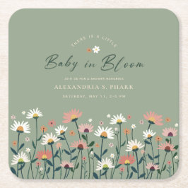 Modernes Boho Wildblume Sage Baby in Blütendusche Rechteckiger Pappuntersetzer