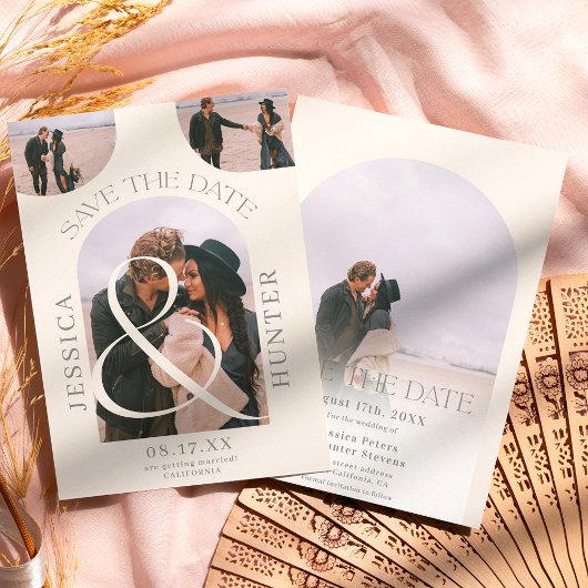 Modernes Bohobarchen 4 Fotos HochzeitsElfenbein Save The Date