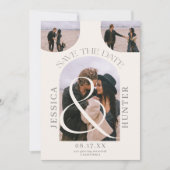 Modernes Bohobarchen 4 Fotos HochzeitsElfenbein Save The Date (Vorderseite)