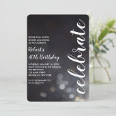 Modernes Bokeh beleuchtet Geburtstags-Party Einladung (Stehend Vorderseite)