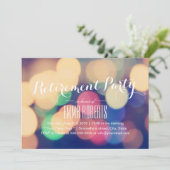 Modernes Bokeh Lights Retirement Party Einladung (Stehend Vorderseite)