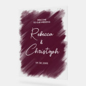 Modernes bordeauxfarbenes Hochzeitsgrün Acrylschild (Winkel)