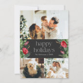 Modernes Botanisches 3-Foto Feiertagskarte (Vorderseite)