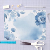 Modernes botanisches Aquarellblau Seidenpapier (Handwerk)