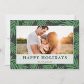 Modernes botanisches Berries Grünes Foto Feiertagskarte (Vorderseite)