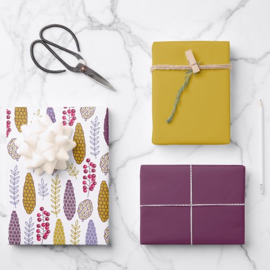 Modernes botanisches Berry-Muster Geschenkpapier Set (Vorderseite)