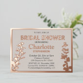 Modernes botanisches Blätter Brautparty Folieneinladung (Stehend vorne)