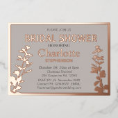 Modernes botanisches Blätter Brautparty Folieneinladung (Vorderseite)