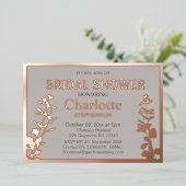 Modernes botanisches Blätter Brautparty Folieneinladung (Stehend vorne)