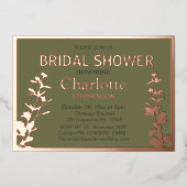 Modernes botanisches Blätter Brautparty Folieneinladung (Vorderseite)