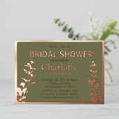 Modernes botanisches Blätter Brautparty Folieneinladung (Stehend vorne)