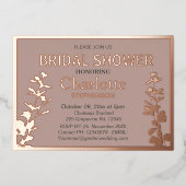 Modernes botanisches Blätter Brautparty Folieneinladung (Vorderseite)