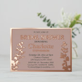 Modernes botanisches Blätter Brautparty Folieneinladung (Stehend vorne)
