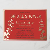 Modernes botanisches Blätter Brautparty Folieneinladung (Vorderseite)