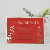 Modernes botanisches Blätter Brautparty Folieneinladung (Stehend vorne)