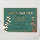 Modernes botanisches Blätter Brautparty Folieneinladung (Vorderseite)