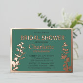 Modernes botanisches Blätter Brautparty Folieneinladung (Stehend vorne)