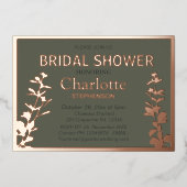 Modernes botanisches Blätter Brautparty Folieneinladung (Vorderseite)