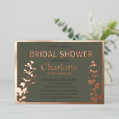 Modernes botanisches Blätter Brautparty Folieneinladung (Stehend vorne)