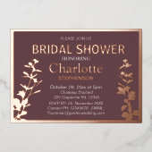 Modernes botanisches Blätter Brautparty Folieneinladung (Vorderseite)