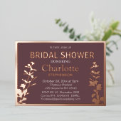 Modernes botanisches Blätter Brautparty Folieneinladung (Stehend vorne)