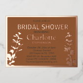 Modernes botanisches Blätter Brautparty Folieneinladung (Vorderseite)