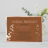 Modernes botanisches Blätter Brautparty Folieneinladung (Stehend vorne)