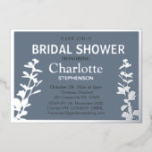 Modernes botanisches Blätter Brautparty Folieneinladung (Vorderseite)