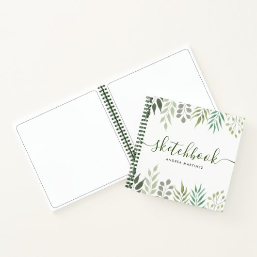 Modernes Botanisches Blätter Foliage Sketchbook Notizblock (Innenseite)