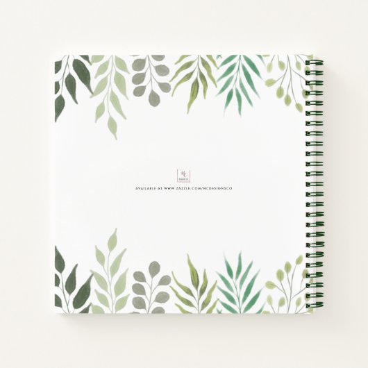Modernes Botanisches Blätter Foliage Sketchbook Notizblock (Rückseite)