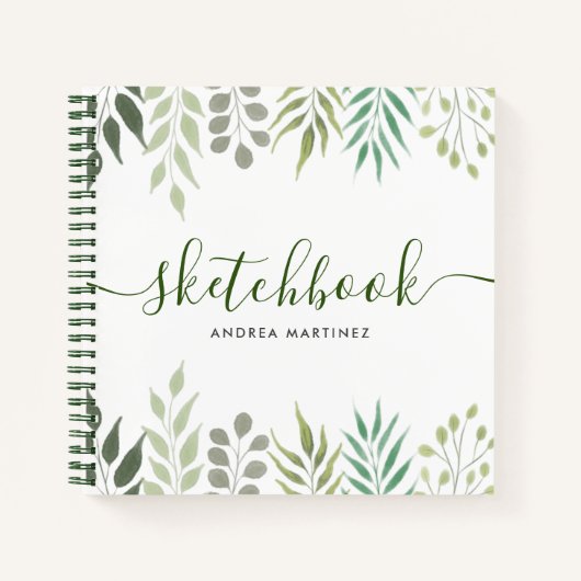 Modernes Botanisches Blätter Foliage Sketchbook Notizblock (Vorderseite)