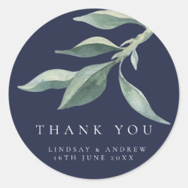 Modernes botanisches Blätter Gastgeschenk Hochzeit Runder Aufkleber