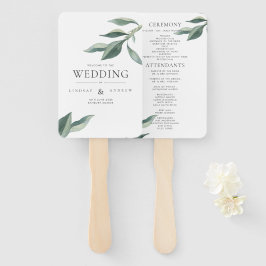 Modernes Botanisches Blätter Hochzeitsprogramm Han Fächer